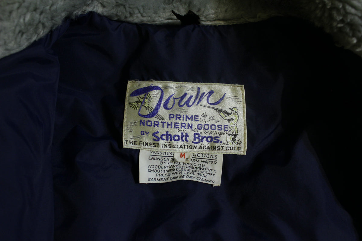 Schott Bros Down Prime Northern Goose Vintage 70's Navy Puffer Jacket