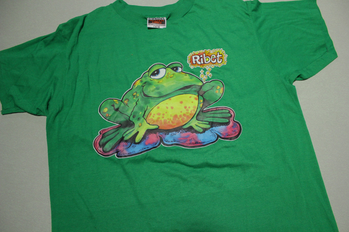 Ribet Pyschedelic Frog Vintage 80's Hanes Fifty Fifty Combed Heat Transfer T-Shirt