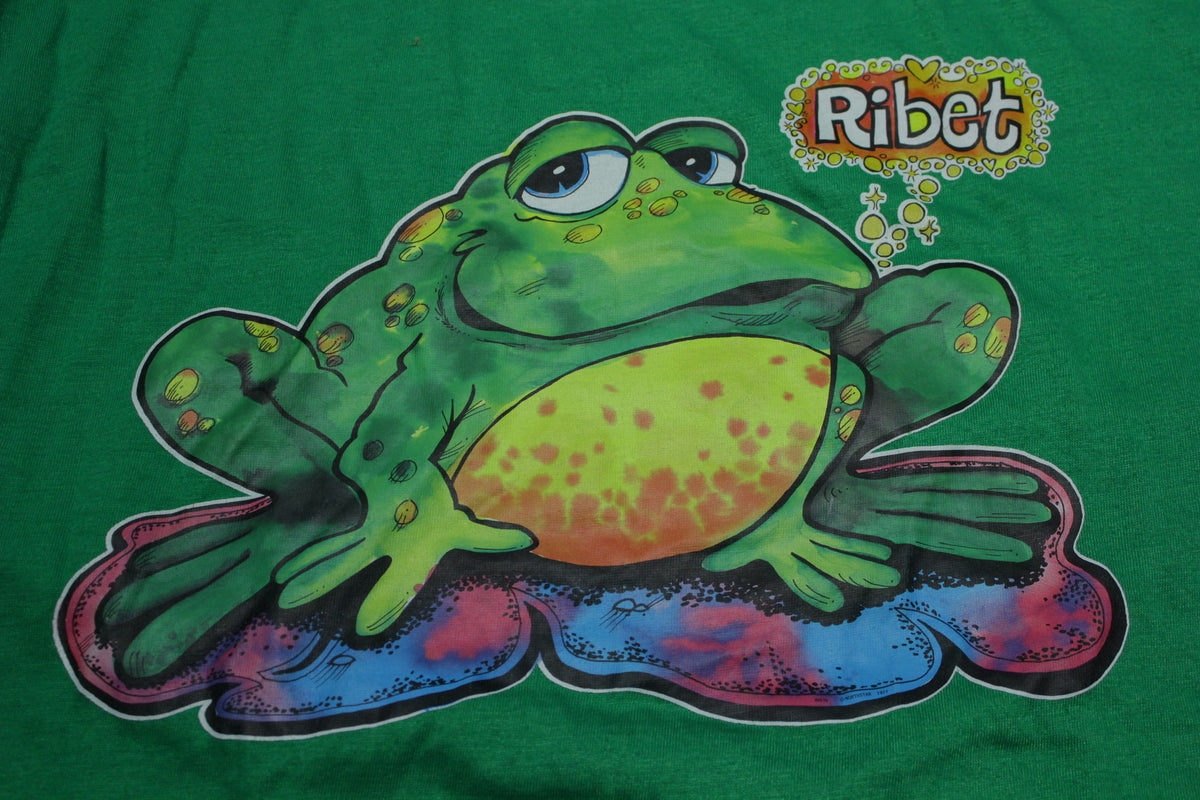 Ribet Pyschedelic Frog Vintage 80's Hanes Fifty Fifty Combed Heat Transfer T-Shirt