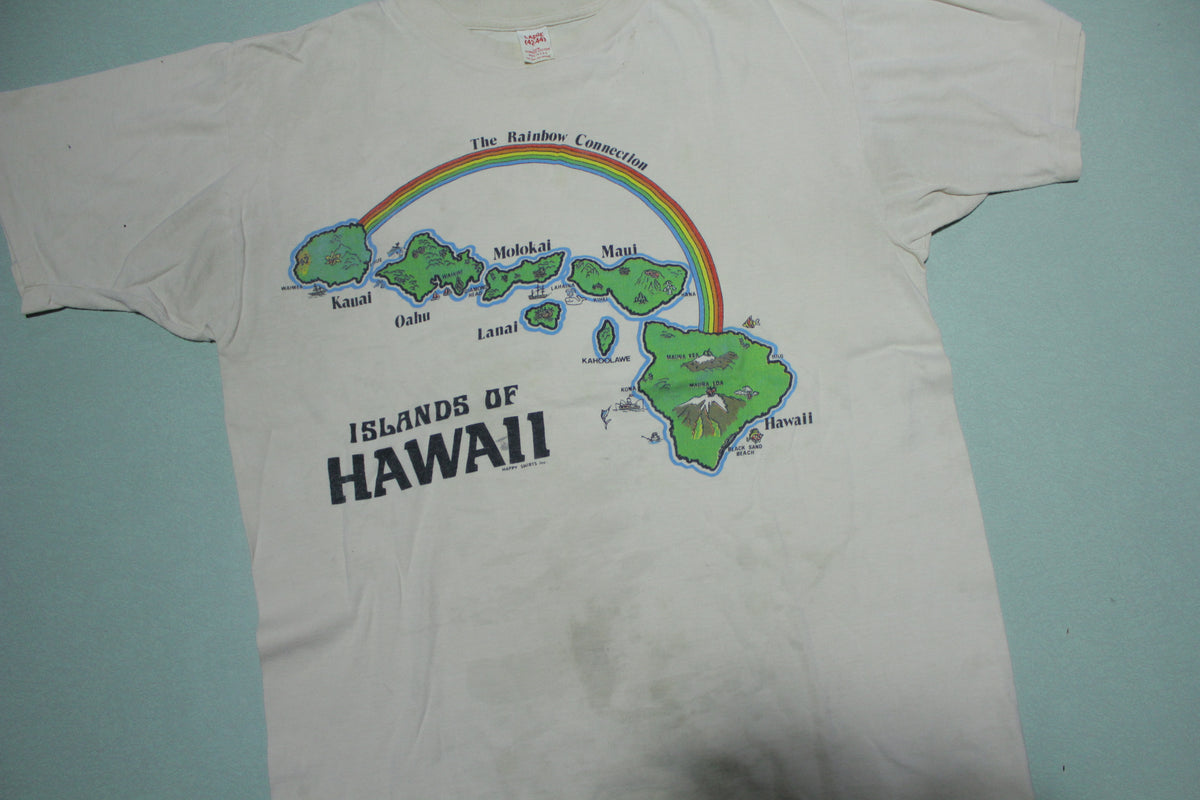 Hawaii Islands Rainbow Connection Vintage 80's Happy Shirt Single Stitch RN 20100 T-Shirt