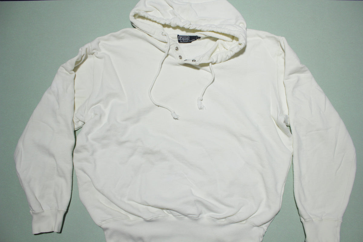Ralph Lauren Made in USA All White Vintage 90's Hoodie Sweatshirt