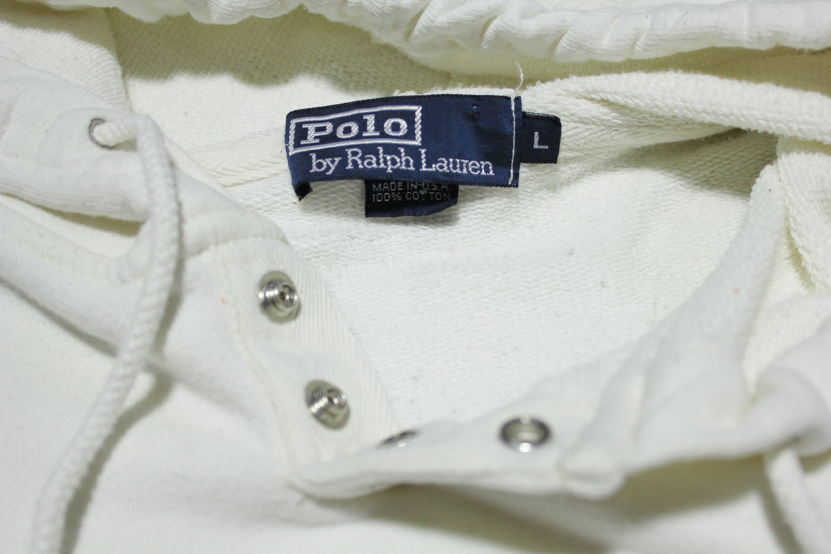 Ralph Lauren Made in USA All White Vintage 90's Hoodie Sweatshirt
