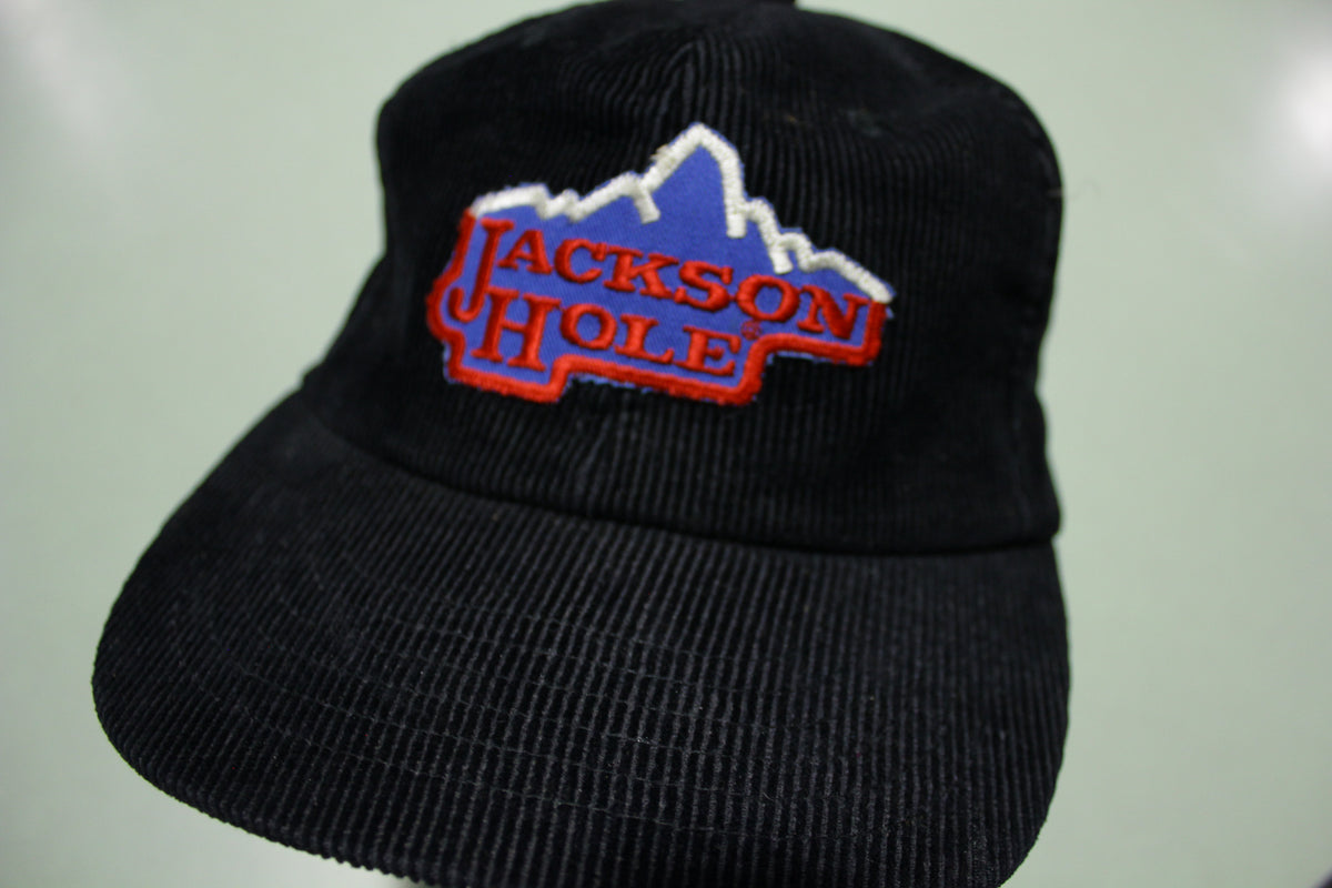 Jackson Hole Wyoming Corduroy Vintage 80's Adjustable Snap Back Hat