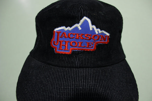 Jackson Hole Wyoming Corduroy Vintage 80's Adjustable Snap Back Hat