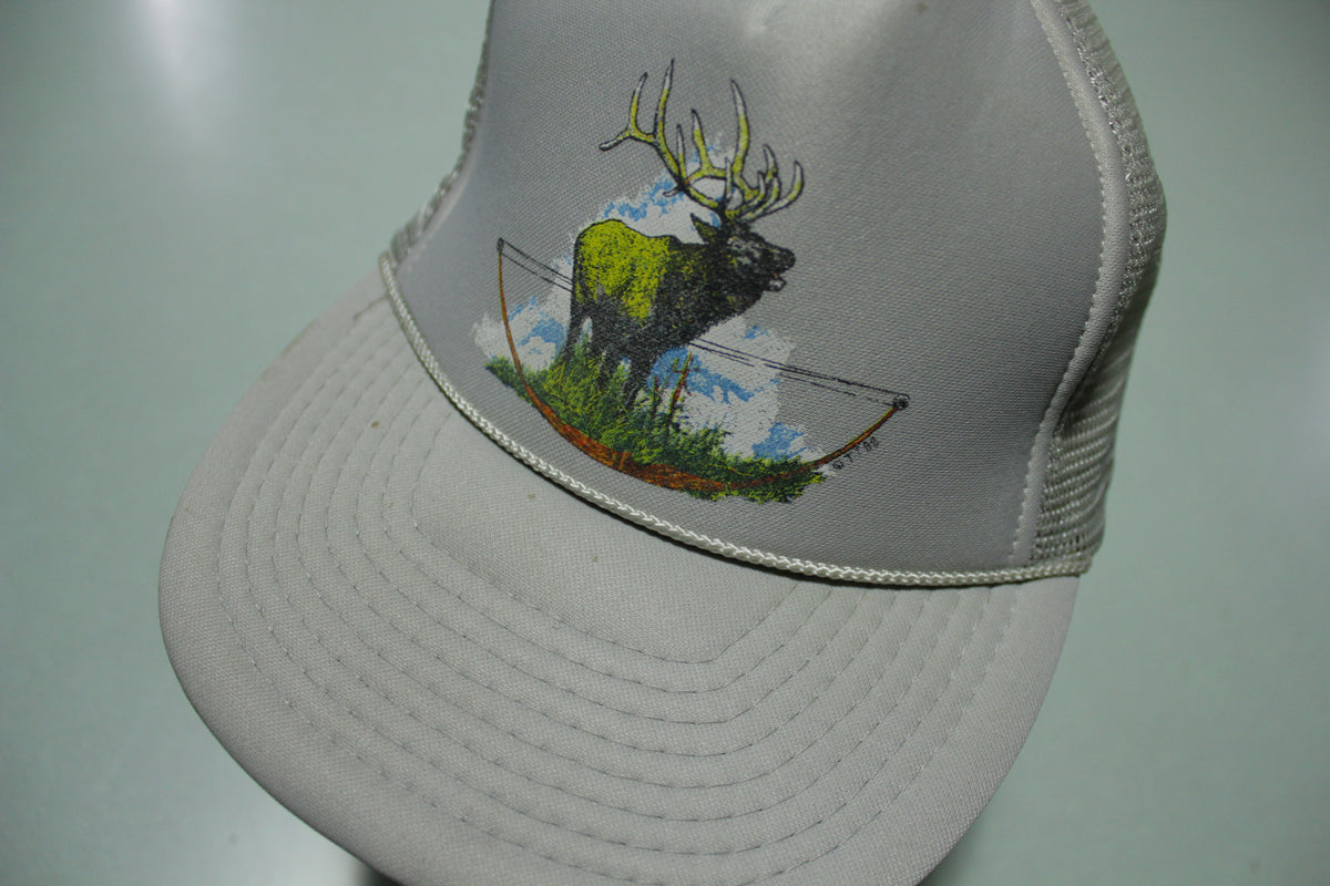 Elk Big Horn Bow Hunting 1988 Rope Cord Vintage 80's Adjustable Snap Back Hat