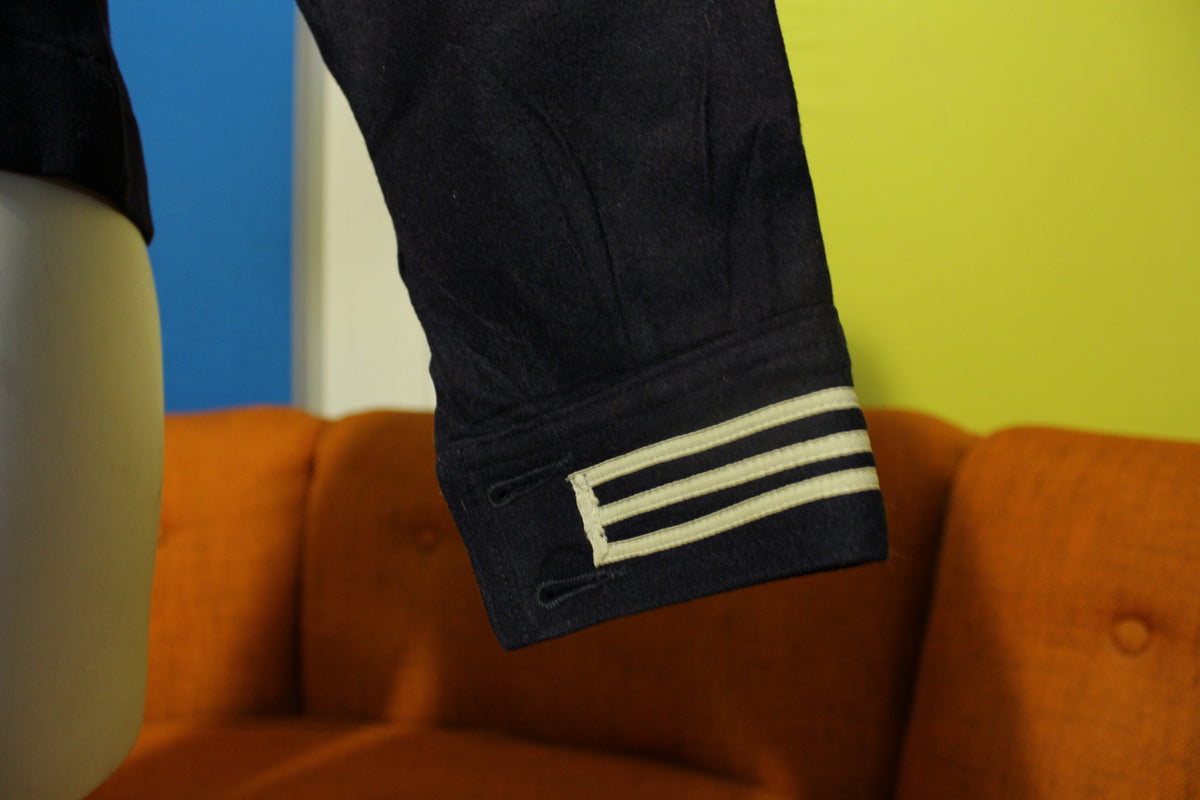 U.S. Navy Cracker Jack Uniform Shirt. Vtg Eagle Patch Wool Striped DSA 100-2488