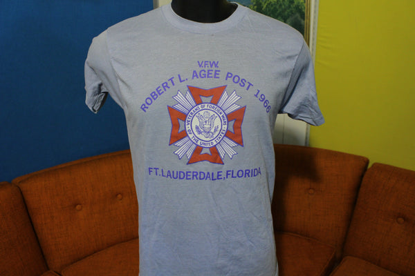 VFW Post 1966 Robert Agee Ft. Lauderdale Florida Vintage Flag T-Shirt Tee 70's