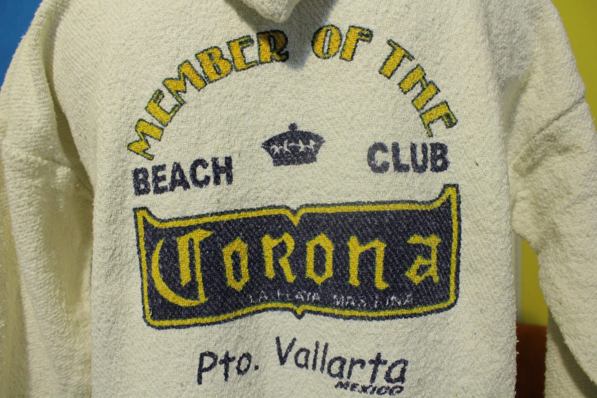 Corona Beach Club Puerto Vallarta Mexico Poncho Hoodie Baja Sweater Vintage