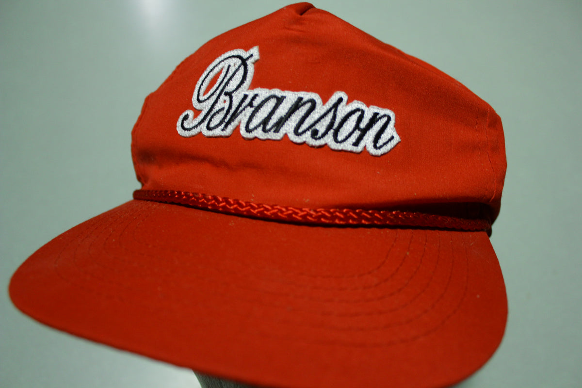 Branson Missouri Script Spellout Rope Cord Vintage 80's Adjustable Snap Back Hat