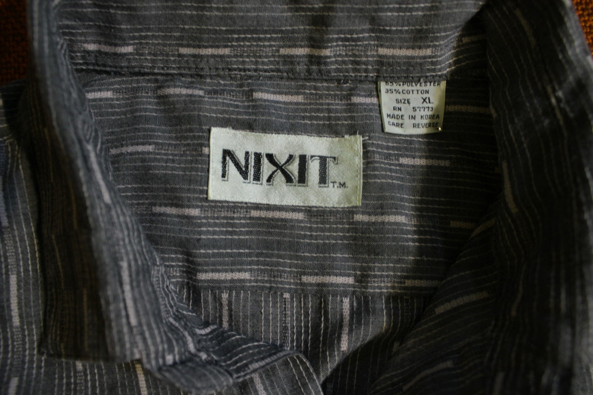 Nixit 80's Vintage Skater Long Sleeve Button Up Skateboard Punk Shirt.