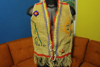 Burlap Native American Swastika Vintage Handmade Campfire Vest. Bigfoot.