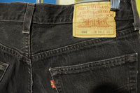 Levis Red Tab 501 Vintage Button Fly Black Jean Shorts. 80's USA Made. 32 Waist