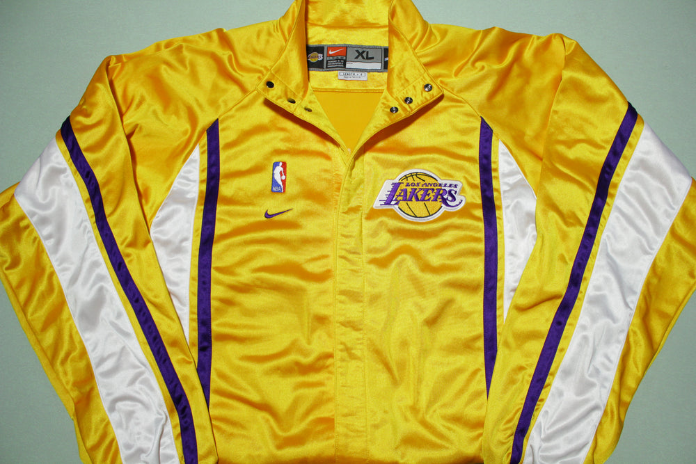 Team Nike Los Angeles Lakers Vtg Warm-Up Shirt Jacket Yellow Full Snap Mens  XL