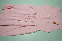 Pink Pin Striped 1960s Vintage Gingham Girl Sleeveless Dress