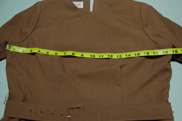 Henry Lee Petites 1960s Vintage Brown Mod Rear Zip Short Sleeve Dress