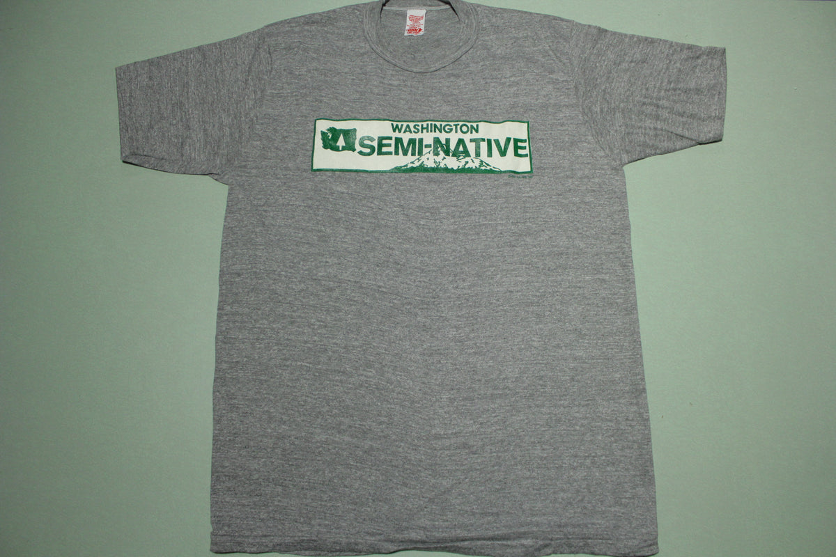 Washington State Semi-Native Mt Rainier 1981 Vintage 80's Wolf Single Stitch T-Shirt USA