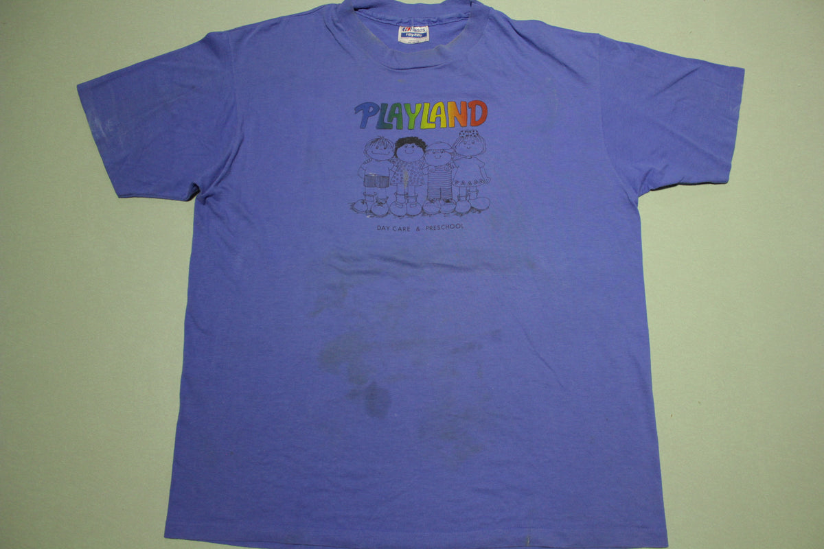 Playland Kids Pre-School Daycare Vintage 80's Hanes Single Stitch T-Shirt USA