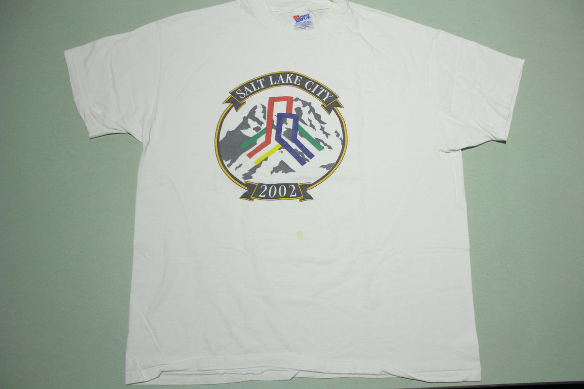 Salt Lake City 2002 Winter Olympics Vintage Logo Hanes Made in USA T-Shirt