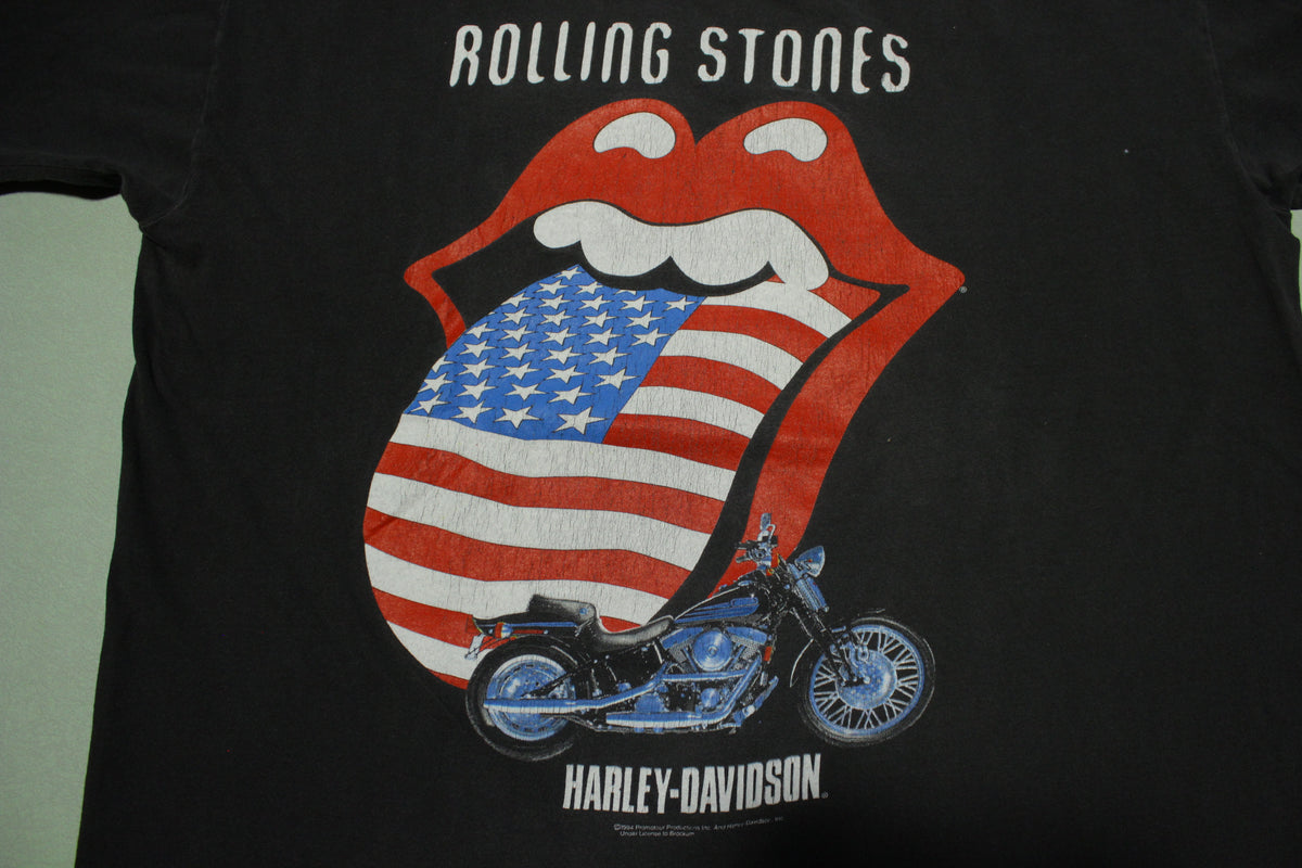 Rolling Stones 1994 Harley Davidson USA Flag Vintage San Francisco T-Shirt