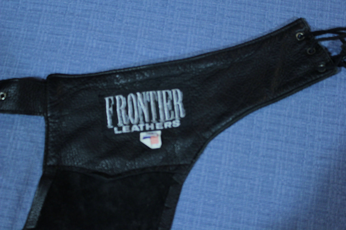 Frontier Vintage USA Made Ass Less Leather Chaps Motorcycle Biker Pants Riding