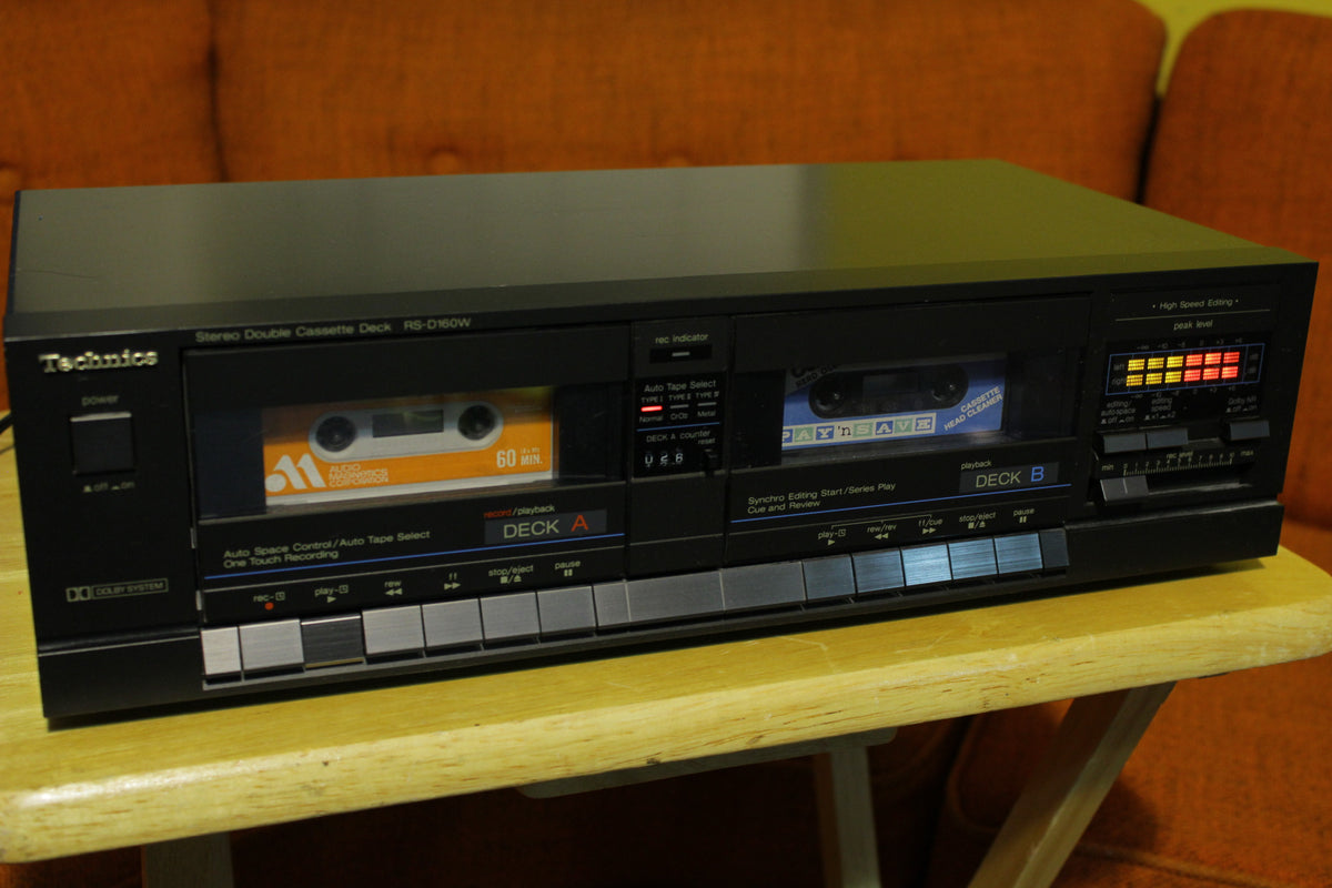 Technics RS-D160W Dual Cassette Deck High Speed Editing Dolby NR Auto 1987
