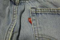 Levis Black Bar Tack 70's 80s Vintage 501 Distressed Blue Denim Jeans