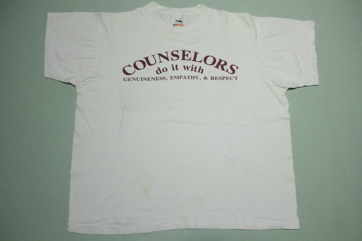 Counselors Do It With Empathy Vintage 90's Fruit Of The Loom Made in USA T-Shirt