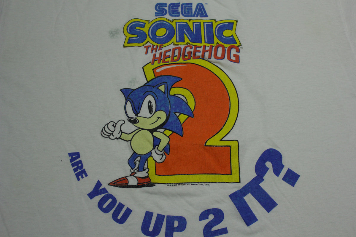 Sonic The Hedgehog 2 Are You Up 2 It?  Vintage 90's 1992 Hanes Made in USA T-Shirt