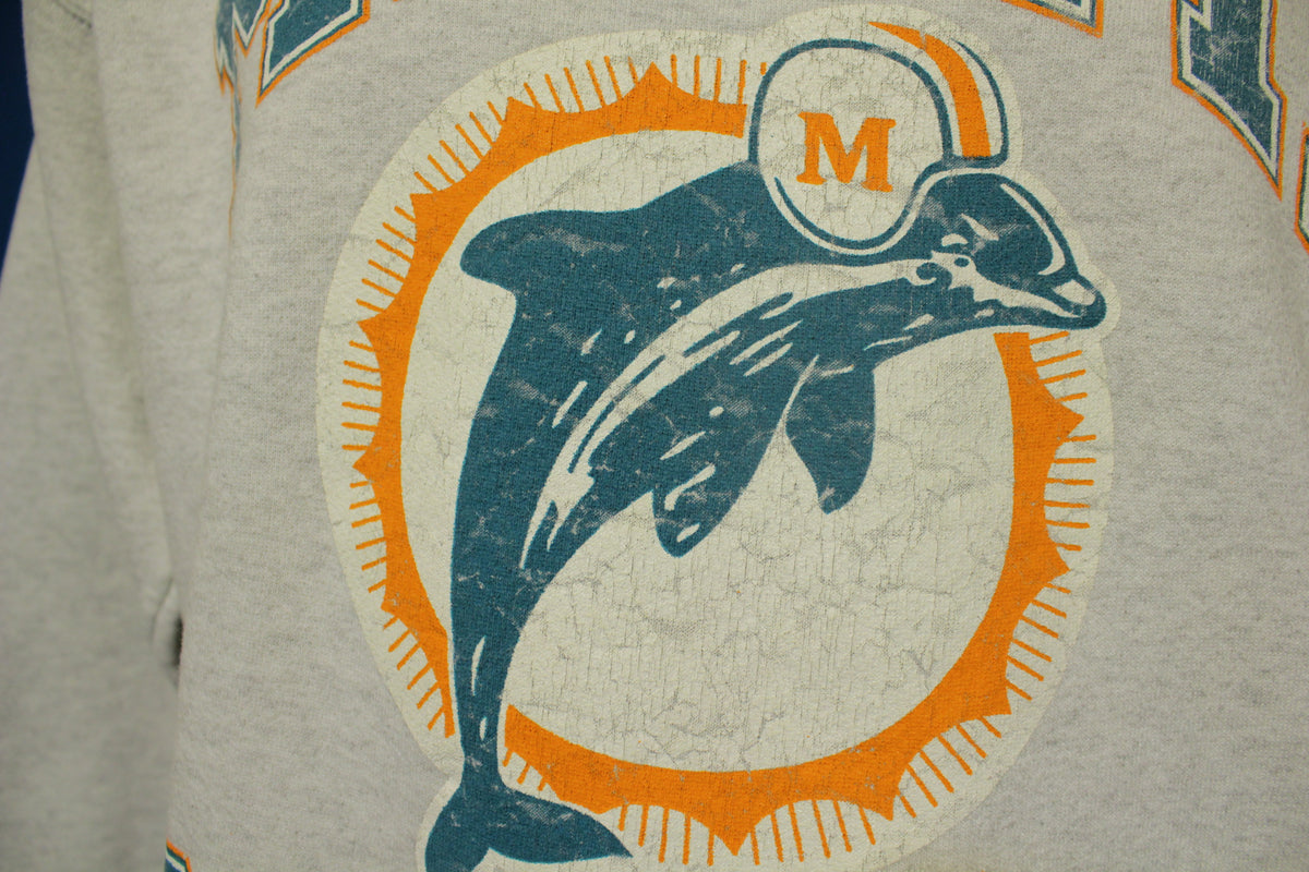 Miami Dolphins Vintage 90s Nutmeg Made in USA Pullover Crewneck Sweatshirt.