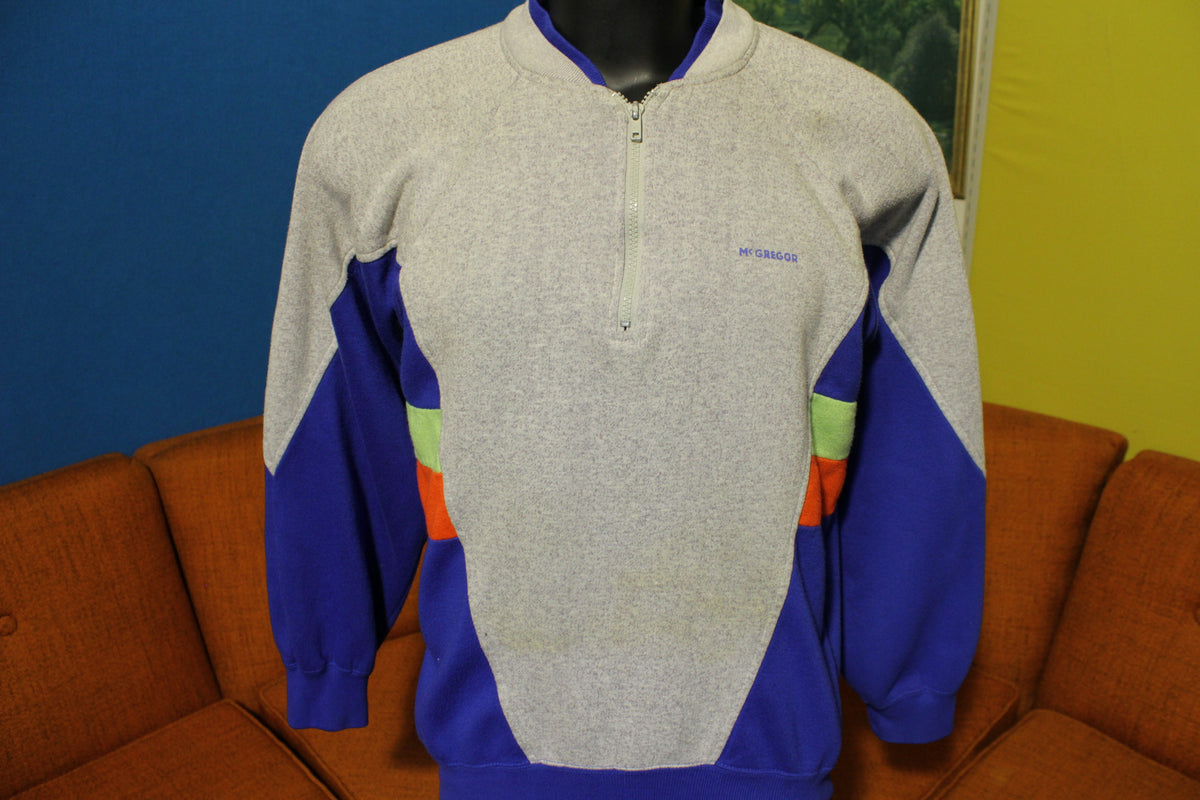 McGregor Vintage Multi Colorway Neon 80s 90s Color Block Sweatshirt Half Zip Pullover