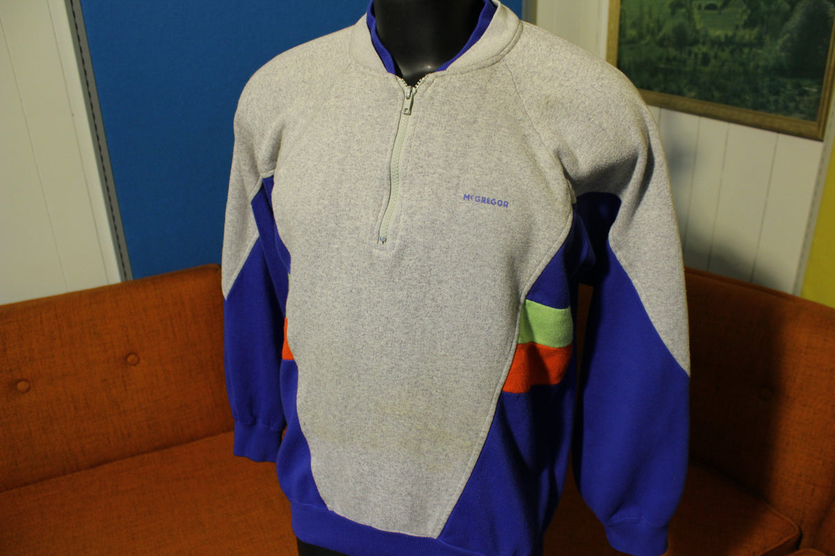 McGregor Vintage Multi Colorway Neon 80s 90s Color Block Sweatshirt Half Zip Pullover