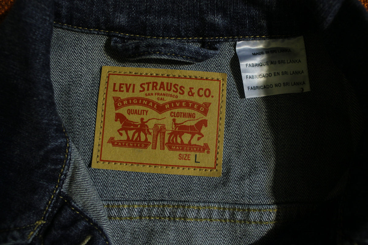 Levis Womens Trucker Stretch Jean Jacket Red Tab Medium Blue Strauss NWOT