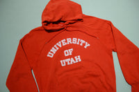 University of Utah Vintage 80's Red Made in USA Hooded Hoodie Sweatshirt