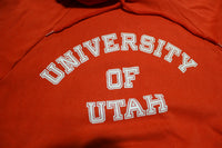 University of Utah Vintage 80's Red Made in USA Hooded Hoodie Sweatshirt