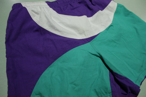 Bill Blass Vintage 90's Gym Tennis Style Color Block Swimming Trunks / Shorts