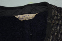 Browns Beach Cloth Jacket Vintage Wool 4 Pocket Snap Button 40's 50's Vest