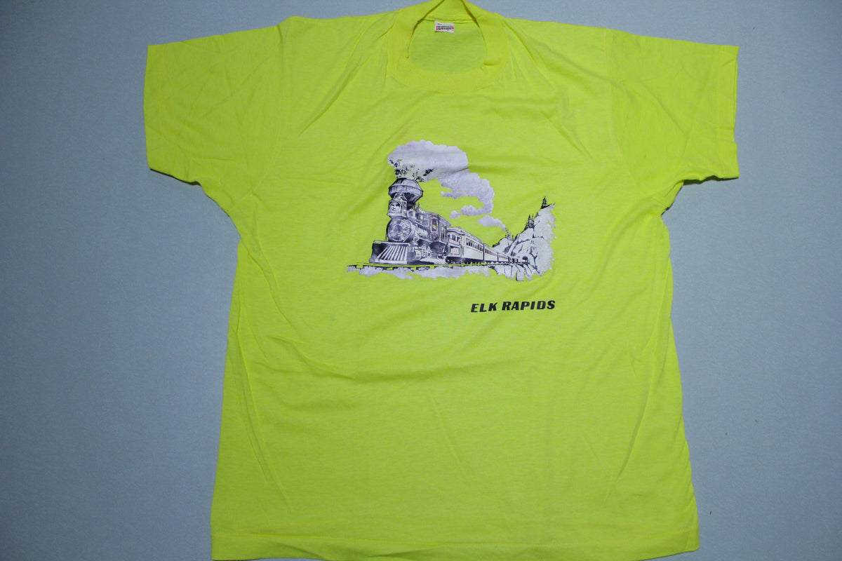 Elk Rapids Train Locomotive Vintage 80's Screen Stars USA Railroad T-Shirt