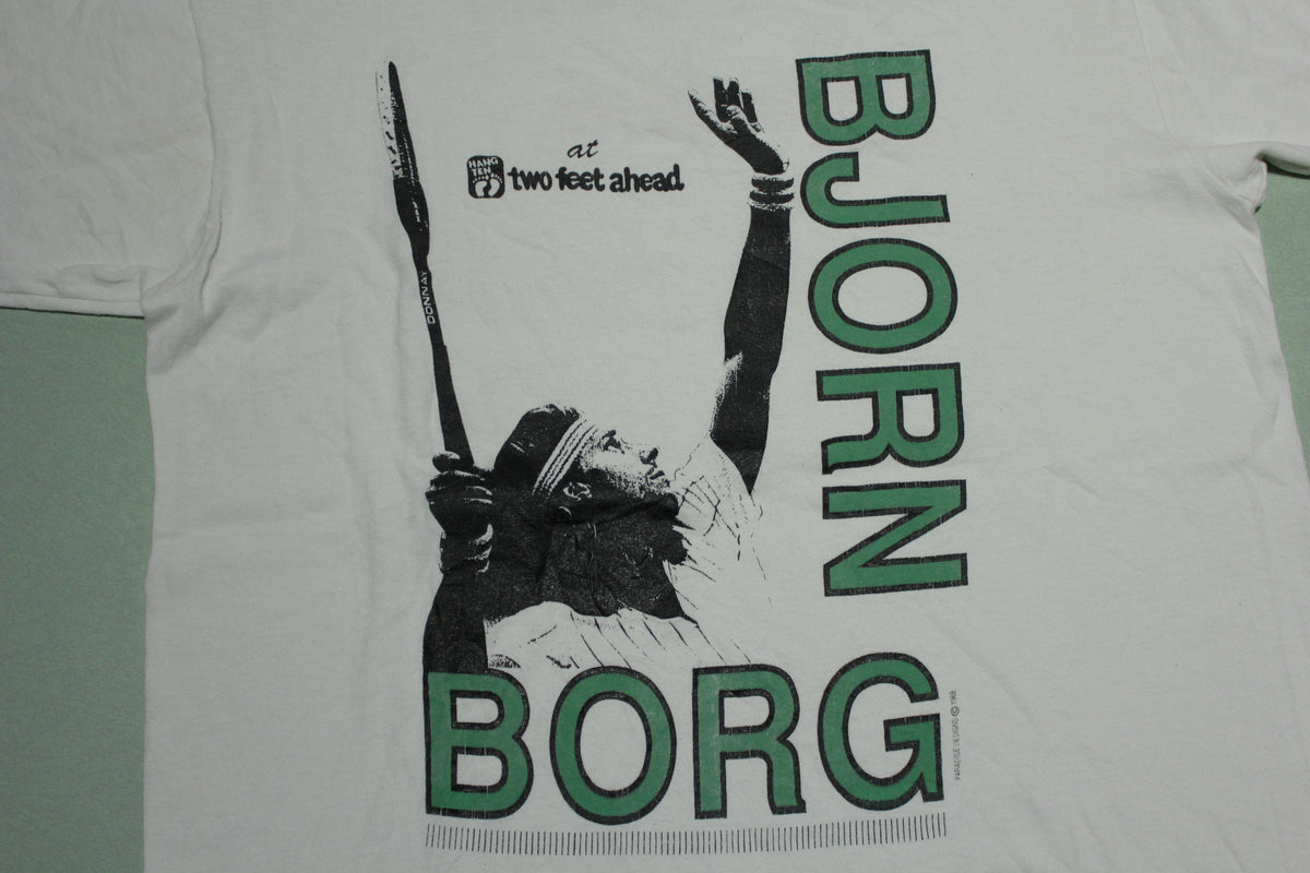 Bjorn Borg Diadora Hang Ten Two Feet Ahead Vintage 80's 1988 Tennis T-Shirt