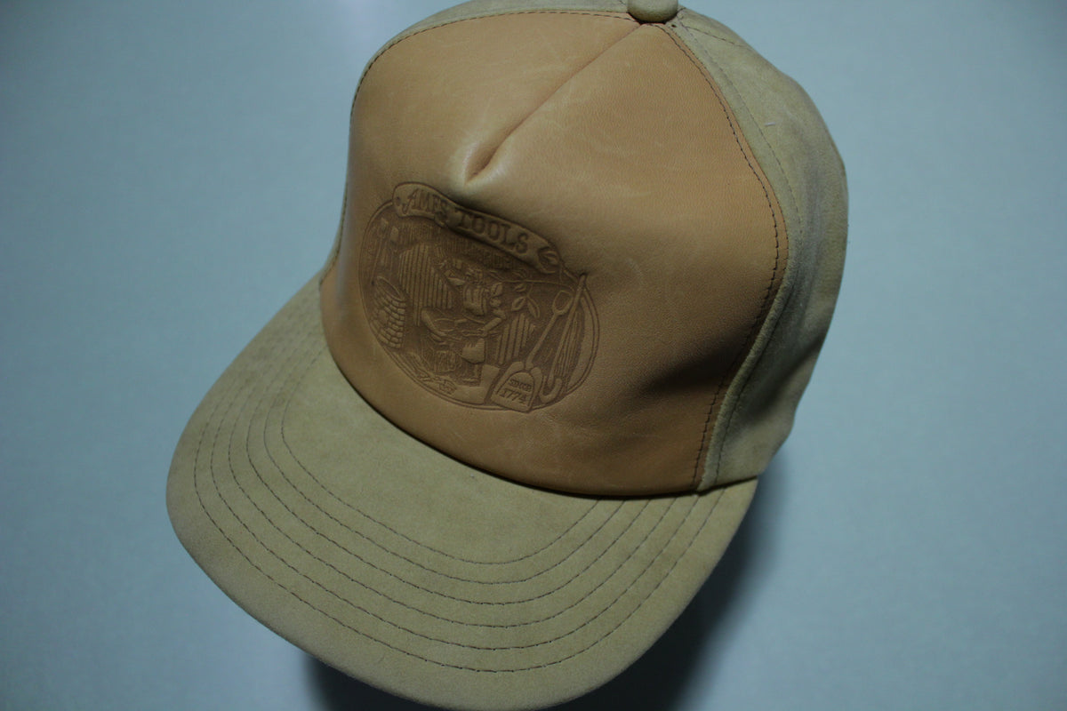 Ames Tools Idaho Since 1774 Vintage Suede Leather Adjustable Snapback Trucker Hat