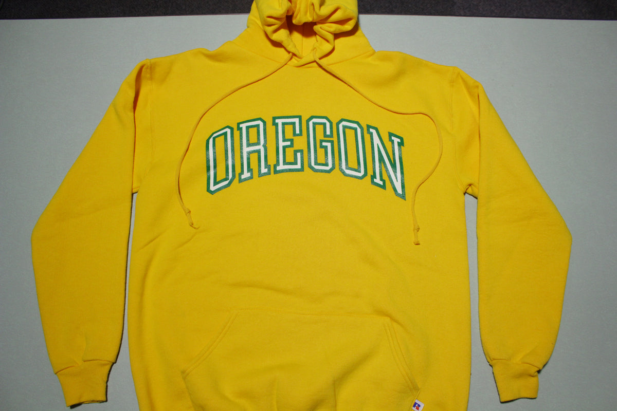 Oregon Ducks Vintage 80's Yellow Russell Made in USA Hoodie Sweatshirt