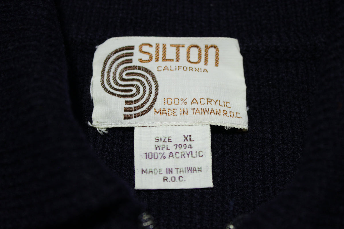 Silton California Vintage Deadstock Mint 70's 80's Zip Up Sweater w/ Pockets