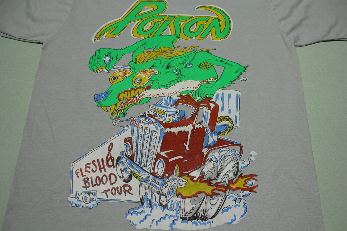 Poison 1990 Vintage Screen Stars Flesh and Blood World Tour Single Stitch USA T-Shirt