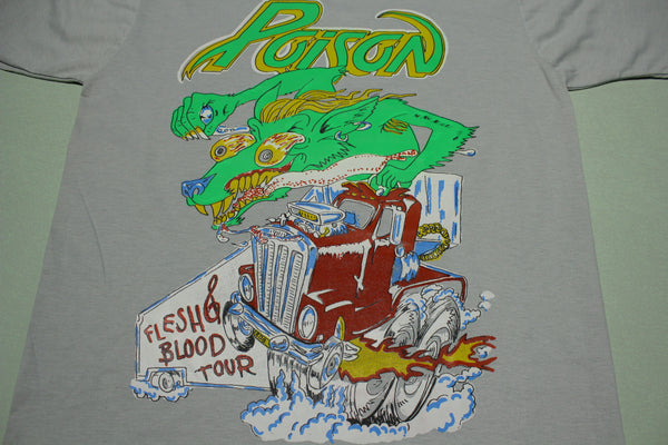 Poison 1990 Vintage Screen Stars Flesh and Blood World Tour Single Stitch USA T-Shirt