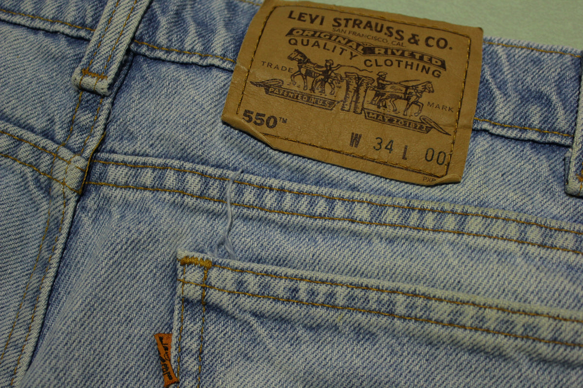 Levis Vintage 550 90's Made in USA  Light Wash Denim Jean Shorts