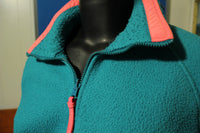 Columbia Made in USA Vintage 90's Neon Green Pink Color Way Fleece Jacket.