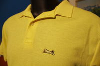 LeTIGRE Vintage 80's Made in USA Yellow Polo Tiger Shirt Short Sleeve Yellow Large.