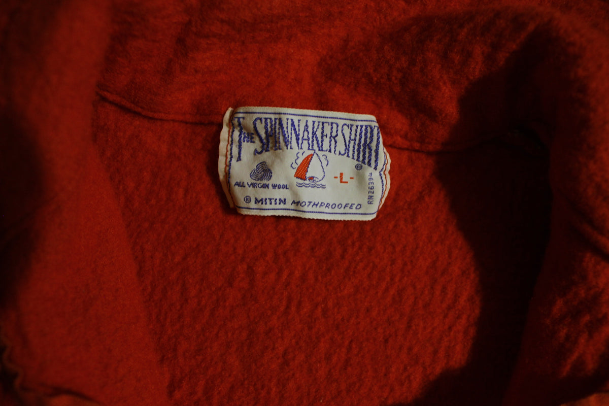 The Spinnaker Shirt Mitin Mothproofed All Virgin Wool Vintage Red 60s Long Sleeve