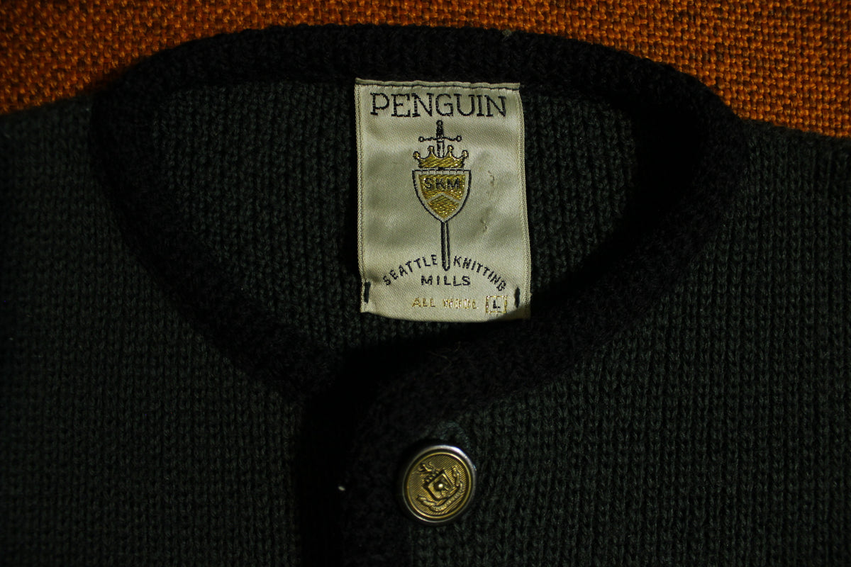 Seattle Knitting Mills Penguin All Wool 40s 50s Spectemur Agendo Cardigan Grunge