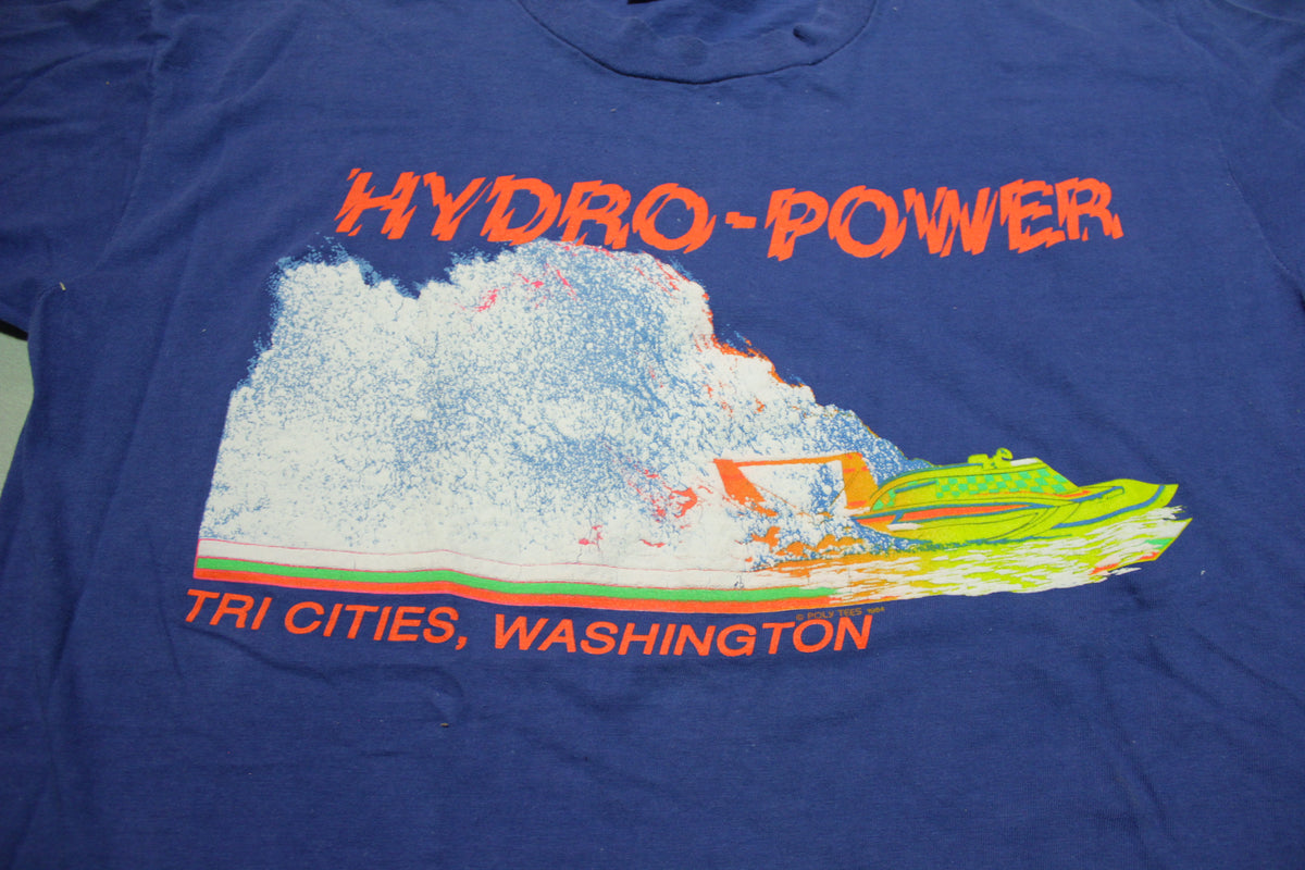 Hydro Power Tri Cities WA Vintage 80's Poly Tees Single Stitch Hyrdo Plane T-Shirt