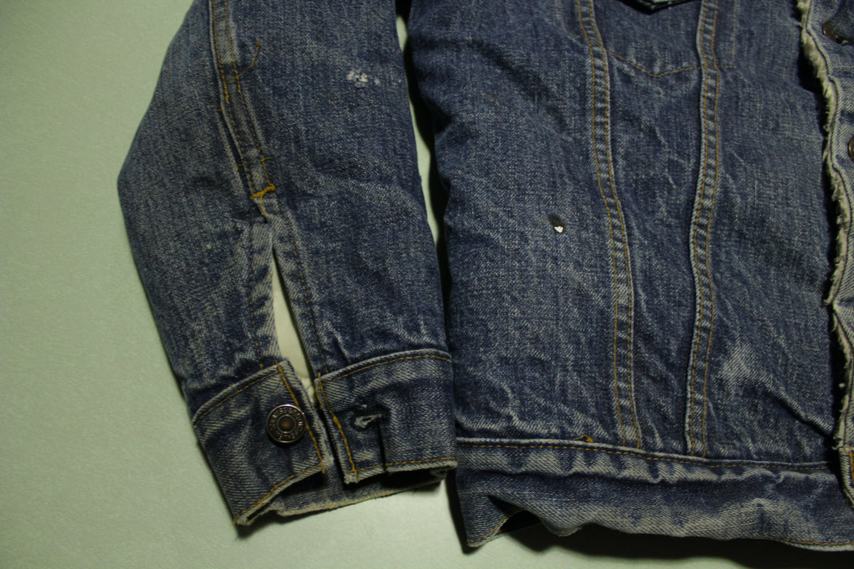 Levis Vintage 70's No Side Pocket Sherpa Lined Denim Blue Jean Trucker Jacket